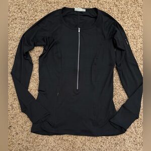Athleta Black Performance Front Zip Rash Guard Long Sleeve Size Small